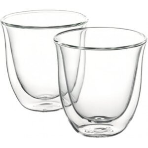 2vnt Delonghi Cappuccino dvigubo stiklo puodeliai stikinės 190ml